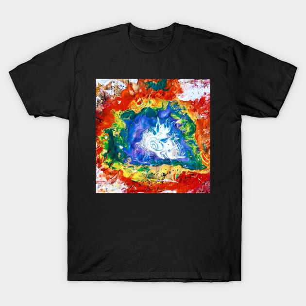 Abstract paint pour design T-Shirt by saraperry